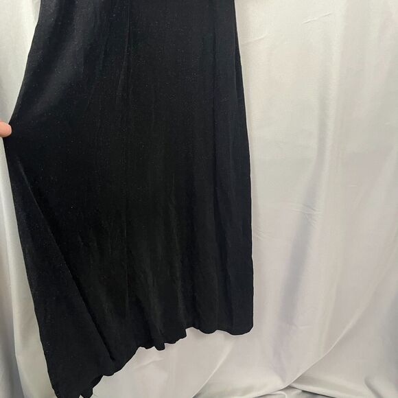 VTG Alex Evenings Maxi Gown Women's 10 Black Red Floral Glitter Sparkles V-Neck - Picture 10 of 12